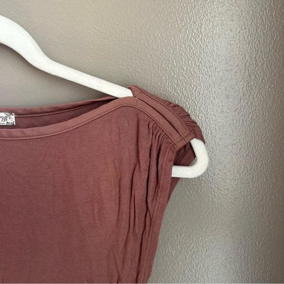 Free People Intimately Mauve/Withered Rose Ruched Boatneck Muscle Tank - Picture 9 of 11